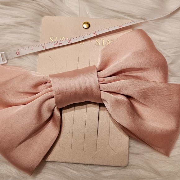 New (2) Large Pink Satin Hair Bow and Pearl Clip Decoration - Picture 2 of 8